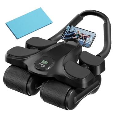 Imagem de Roda abdominal, com suporte de cotovelo com temporizador de joelheira - Máquina de de quatro rodas abdominais, para treino muscular, fitness, treinamento de força, homens, mulheres, casa