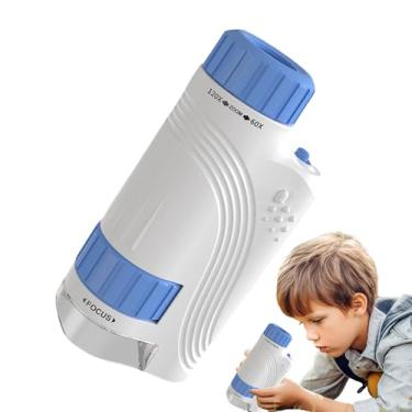 Imagem de Microscópio Portátil para Crianças | Brinquedo de Observação 60-120 Aumentos de Bolso - Microscópio Infantil com Luz LED,para Meninos Meninas Adolescentes Aula Escola Jardim Atividades