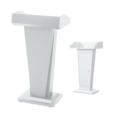 Imagem de SPXMQSS Suporte de púlpito de igreja em pé no chão, suporte de pódio de conferência de aço inoxidável com prateleira de armazenamento para auditório de conferências, sala de aula, escritório, 60 x