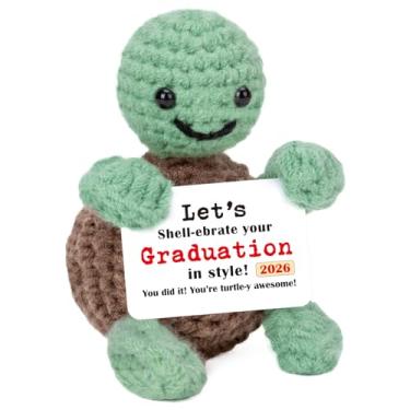 Imagem de Mini Turtle Graduation Gifts for Her Him 2026, Handmade Crochet Graduation Decorations for College High Middle Elementary School Preschool Kindergarten Student, Emotional Positive Graduate Turtle