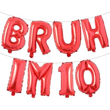 Imagem de Bruh Its My Birthday Decorations, Happy 10th Birthday Decoration Boy Bruh Im Ten 10 Balões, balões multicoloridos para festa Boy Bruh Im Ten (BRUH IM 10 Red)