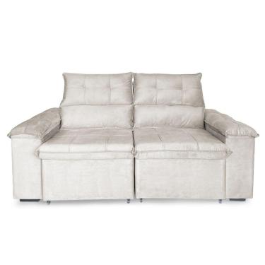 Imagem de Sofá Retrátil E Reclinável 2 Lugares Verona 1,50m- Élpis Móveis Veludo Bege