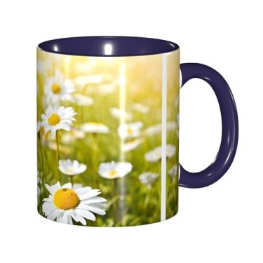 Imagem de Zeraoke Canecas de café criativas com estampa de margaridas florais de verão, personalizadas, presente para família, tamanho de 325 ml, unissex