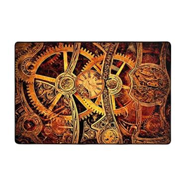 Imagem de Zeraoke Tapetes de área de engrenagens Steampunk legais para sala de estar de 1,1 x 1,8 m, tapete macio e moderno, tapetes felpudos antiderrapantes para decoração de casa, tapete lavável para quarto,