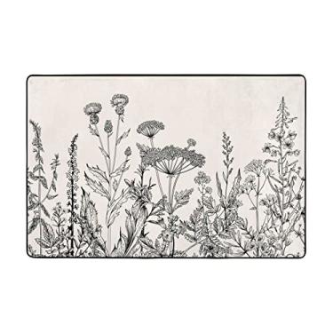 Imagem de Zeraoke Tapetes botânicos de ervas florais para sala de estar de 1,1 x 1,8 m, tapete macio e moderno, tapetes felpudos antiderrapantes para decoração de casa, tapete lavável para quarto, jantar,