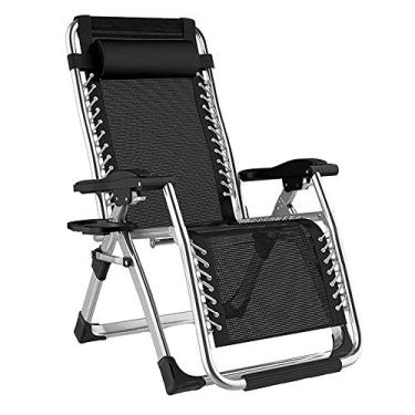 Imagem de LMJYU Cadeira de praia, cadeira de sol para lazer ao ar livre, cadeira de gravidade zero, tecido Oxford simples e confortável, encosto ajustável de 90°-180°