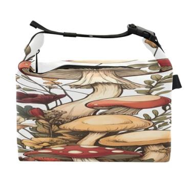 Imagem de STAYTOP Linda lancheira de cogumelos selvagens com fivela de alça, lancheira isolada para meninos e meninas, lancheira térmica para trabalho escolar