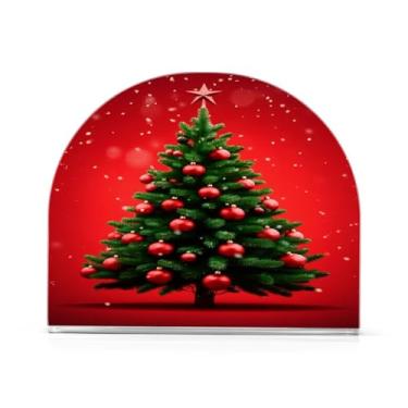 Imagem de Qilmy Lindo suporte de guardanapo de acrílico para árvore de Natal, porta-guardanapos para mesas cozinha restaurante decoração de casa, suporte decorativo moderno para guardanapos de coquetel de papel
