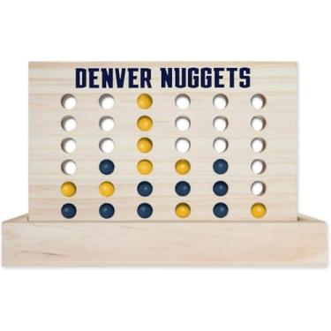 Imagem de Rico Industries NBA Mini Travel Team 4 in A Row Mini Game- Wooden, Team Colors, 5.5" x 8" (Denver Nuggets)