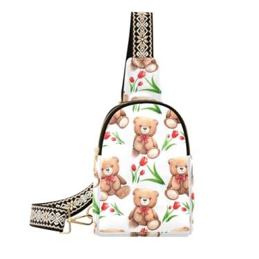 Imagem de CEBUGI Bolsa tiracolo feminina Brown Animals pequena de couro, pochete transversal para trilhas, viagens ao ar livre