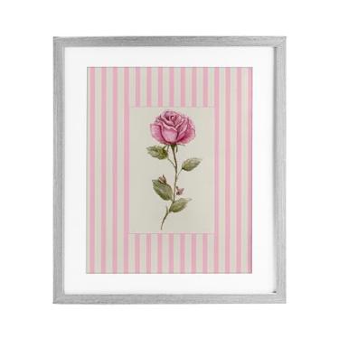 Imagem de Stupell Industries Impressão emoldurada rosa cinza listrada rosa sob vidro, design por Lisa Wehmeyer, 40,6 x 33,5 cm