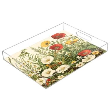Imagem de STAYTOP Linda bandeja de acrílico para servir flores silvestres, 15,7 x 11,20 cm, à prova de derramamento, organizador de bancada para café da manhã, chá, comida, maquiagem