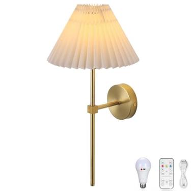 Imagem de Luminária de parede LED recarregável sem fio com controle remoto, dimerizável, longa, giratória, para uso interno, com temporizador, recarregável via USB, para banheiro, cromada.