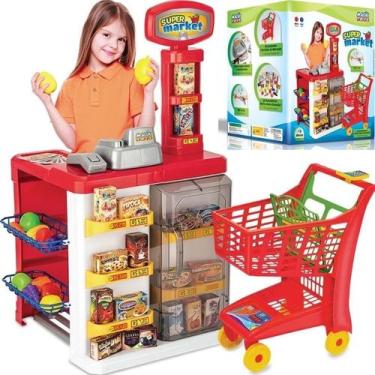 Imagem de Brinquedo Super Market Mercado Infantil Completo com Carrinho de Compr