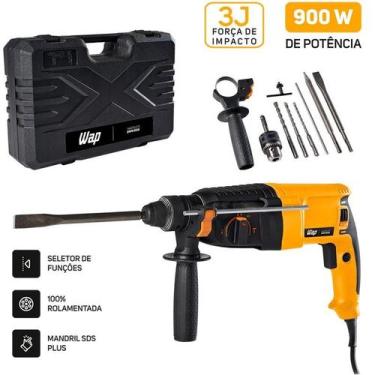 Imagem de Martelete Rompedor WAP EMPR 900K SDS PLUS 900W Furadeira para Concreto