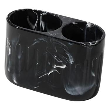 Imagem de FytStycale Porta-pasta de dentes multifuncional com 2 compartimentos, porta-pincéis de maquiagem, organizador para banheiro, mesas de escritório e hotéis, Preto