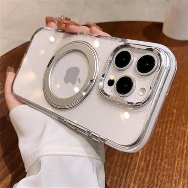 Imagem de Capa de suporte magnético transparente para carregamento sem fio para iPhone 15 12 13 14 16 Pro Max capa de acrílico rígido, branca, para iPhone 14