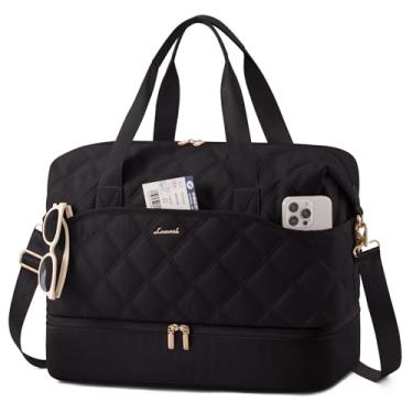 Imagem de LOVEVOOK Bolsas femininas de fim de semana com compartimento para sapatos, bolsa de viagem leve com bolso molhado, bolsas hospitalares noturnas para parto, bolsa de mão de mão de obra pessoal para