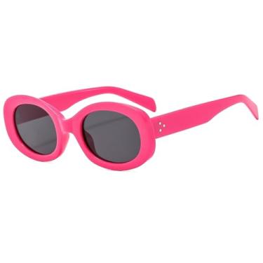 Imagem de HCPIHF Óculos de sol ovais femininos com rebites, armação redonda, degradê, masculino (7)