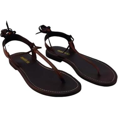 Imagem de Sandália Feminina Rasteira Couro Helena – Minimalista, Confortável e Versátil, Solado Baixo 1cm, Combina com Qualquer Look| Marrom N°39