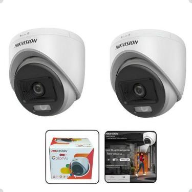 Imagem de 2x Câmera Tvi Hikvision Ds-2ce70df0t-lpfs Colorvu 2mp 1080p