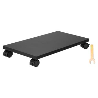 Imagem de PATIKIL Suporte para PC de 20,3 x 40,6 cm, suporte de torre de computador, suporte de madeira para CPU PC, embaixo da mesa, carrinho móvel, 4 rodízios para piso, tapete, torre, caixa ATX, impressora
