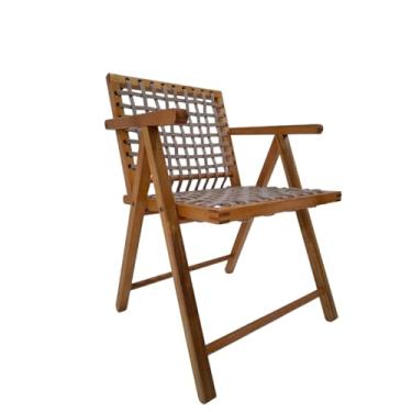 Imagem de Cadeira em Madeira Cor Mel com Braço e Corda Náutica Cor Rami Preebel - Mel
