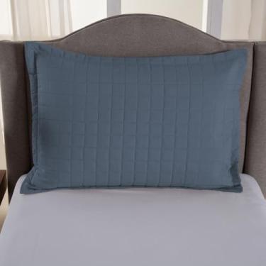 Imagem de Porta Travesseiro Matelado Copacabana 70x50cm 100% Poliéster Micropercal 300 Fios – 1 Peça (Azul)