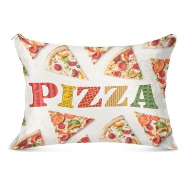 Imagem de Pizza Letters fronha decorativa branca poliéster para o corpo fronha padrão queen king fronhas de cama fofas para cabelo, tamanho king, 50,8 cm x 101,6 cm