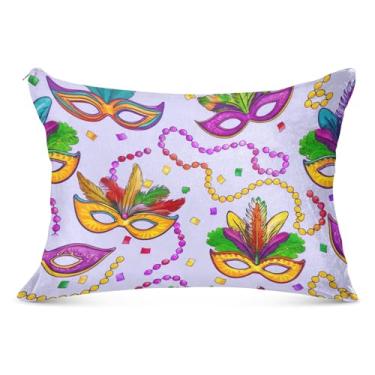 Imagem de Máscaras coloridas de carnaval fronhas de flanela com zíper fronha tamanho queen king fronha fofa macia grande travesseiro corporal, tamanho Queen, 50,8 cm x 76,2 cm