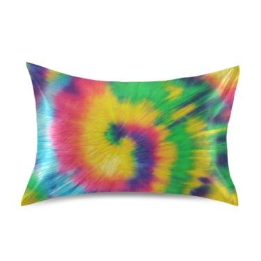 Imagem de Fronhas legais refrescantes arte tie dye vibrante cetim floral padrão king queen fronha decoração king size 101,6 cm x 50,8 cm