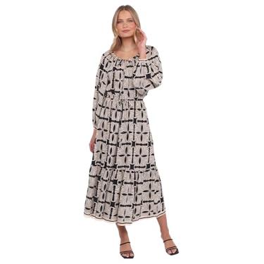 Imagem de Petal & Pup Vestido feminino Faris-ombro de fora - preto-geo, Geo preto, M