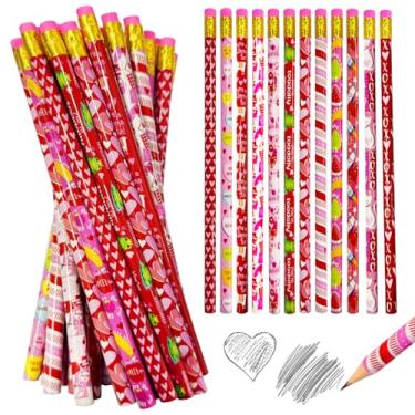 Imagem de 72 lápis de dia dos namorados, 12 estilos de lápis divertidos com borracha para lembrancinhas de festa, conjunto de artigos de papelaria para intercâmbio de sala de aula, recompensas de sala de aula
