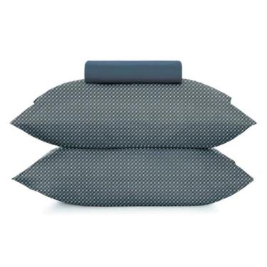 Imagem de Jogo de Cama King 3 peças Altenburg Toque Acetinado Slim Marinho - Azul