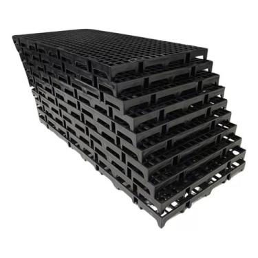 Imagem de Kit 4 Palete Estrado Plástico Preto 25x50cm Plástico Modular - Triopla