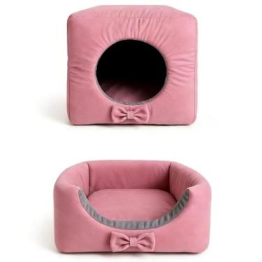 Imagem de Cama Pet Casinha Toca 3 em 1 para Cães e Gatos Fundo Impermeável, Colchão Removível Linha Premium Sala e Quarto Interno (Rosa bebê,G)
