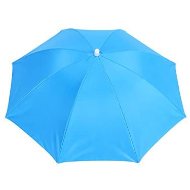 Imagem de GLOGLOW Suprimentos de Secagem Boné de Pesca Dobrável à Prova d'água, Poliéster, Leve, 69 Cm de Diâmetro, para Caminhadas Ao Ar Livre, Acampamento, Guarda-chuva Adulto, Nan (Azul claro)