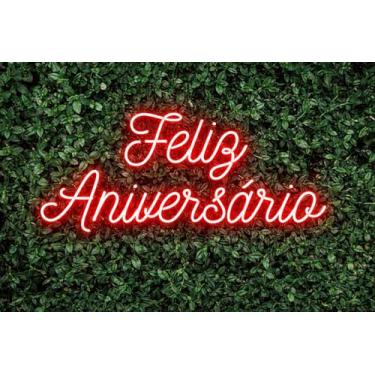 Imagem de Painel Acrílico Neon Led Feliz Aniversário 127/220v (Vermelho)