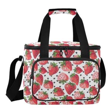 Imagem de Lindas bolsas térmicas de morangos vermelhos, Coleman Cooler, pequenas lancheiras femininas