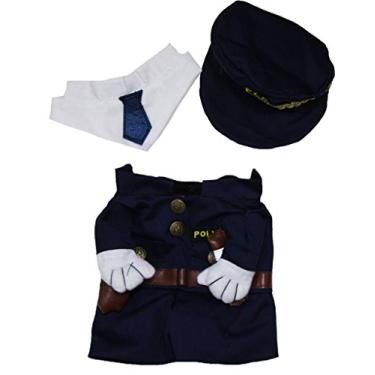 Imagem de Petitebella Roupas para cachorrinhos Vestido de Polícia Lenço Fantasia (Grande)