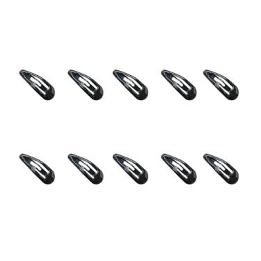 Imagem de Clipes de pressão feitos à mão pretos extragrandes estilo francês | Acessórios de cabelo ecológicos | Estilo sem calor | Pacote com 10 garras de cabelo para mulheres (suporte BB gota d'água de 3 cm