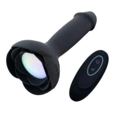 Imagem de Plug Anal Silicone Formato Pênis Com Led 10 Modos Vibração Controle Remoto Brinquedo Erótico PL167