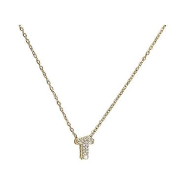 Imagem de Colar De Letras Em Ouro Com Pingente De Iniciais Em Zircônia E Corrent