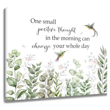 Imagem de EOBTAIN Impressão de arte de parede botânica de beija-flor arte de parede inspiradora verde folha de eucalipto para banheiro pássaro com plantas florais pinturas em tela decoração de parede para