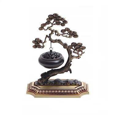 Imagem de porta-vara de incenso Queimador de incenso cobre vintage pendurado fornalha criativa em forma pinheiro decoração mesa e