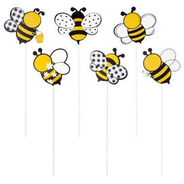 Imagem de EYxsaxenk Estacas de metal para plantador de abelhas, 6 peças, placa decorativa de jardim de abelha, para plantador, jardim, jardim, jardim, caminho, gramado, planta, vasos de flores, decoração