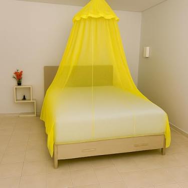 Imagem de Mosquiteiro de Teto Rendinha Resistente com Elástico – Casal, Queen, Solteiro e Cama Box | Proteção Contra Mosquitos(Box Queen,Amarelo)