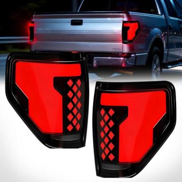 Imagem de Luzes traseiras de LED compatíveis com Ford F-150 Lucky 7 2009-2014 Design com luz de corrida de inicialização animada, luz de freio, luz de seta reversa