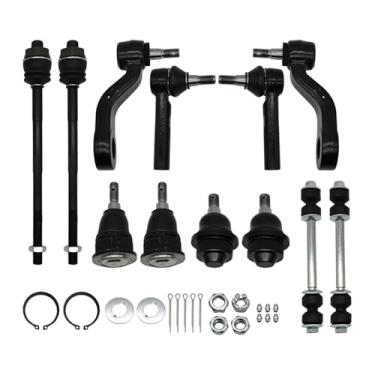 Imagem de Jecoupoon 12 peças de juntas esféricas dianteiras kit de elos de barra estabilizadora de braço Pitman compatível com Avalanche 2500 Silverado Sierra 1500 2500 3500 01-10 ES3609 ES3488 K80631 K6696