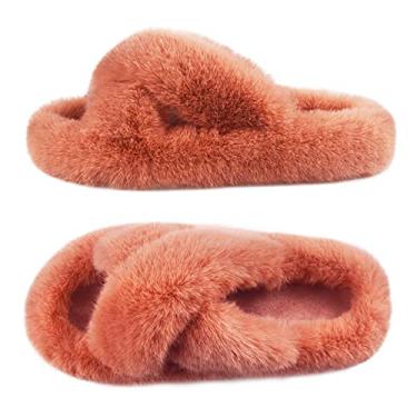 Imagem de MAJOALLURE Chinelos ortopédicos femininos ajustáveis com suporte de arco bico aberto, veludo cotelê, sapatos para quarto, ambientes internos e externos, rosa, 41